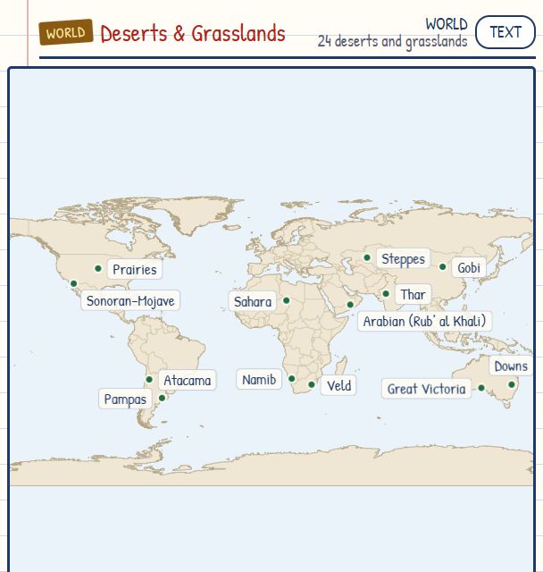 Deserts and Grasslands map