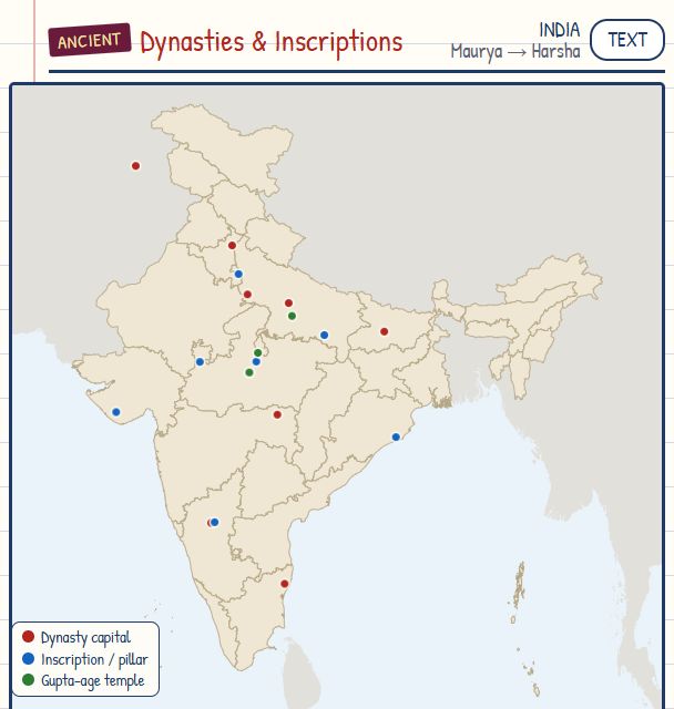 Ancient Dynasty Capitals and Inscriptions map