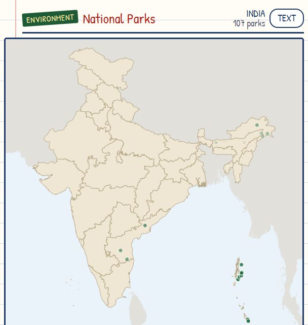 National Parks of India map