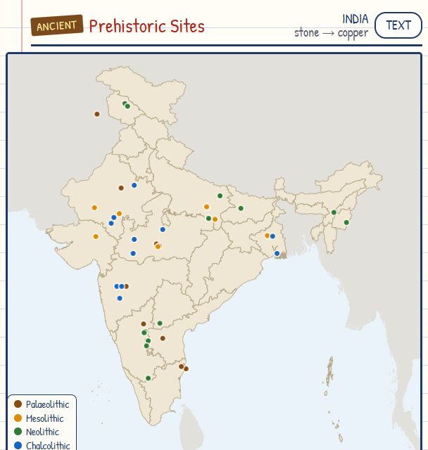Prehistoric Sites of India map