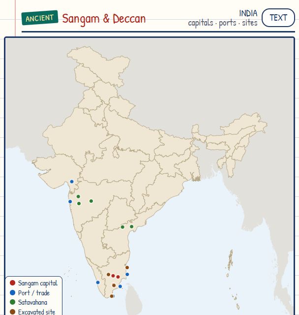 Sangam Age and Satavahana Deccan map