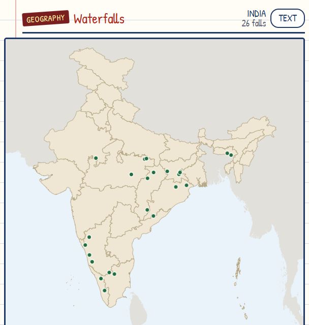 Waterfalls of India map