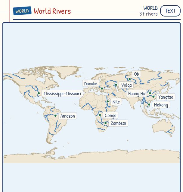 Major Rivers of the World map